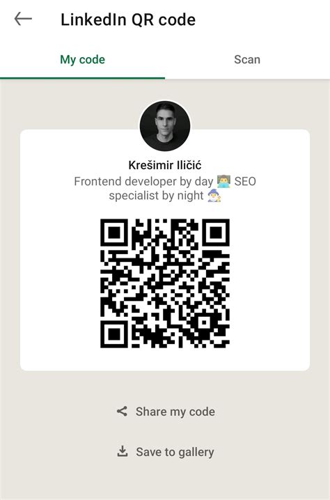 how to share my linkedin profile qr code