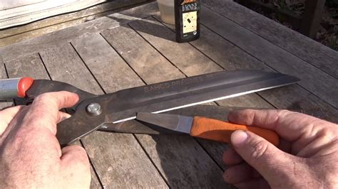 how to sharpen garden shears with a file