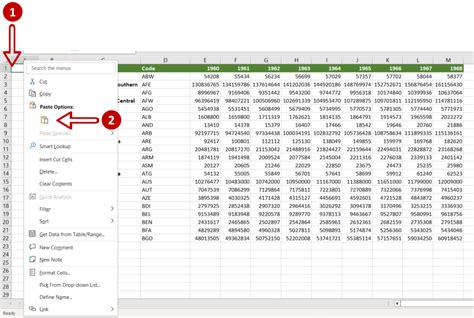 how to shift lines down in excel