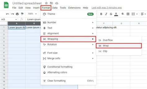 how to shift text in google sheets
