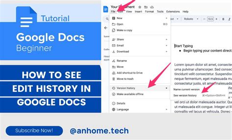 how to show editing history in google docs