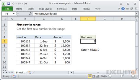 how to show first row in excel