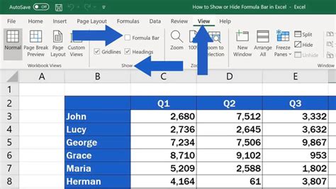 how to show formula bar in excel 2019