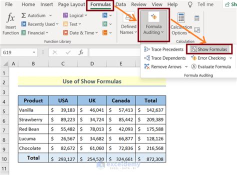 how to show formulas in excel cells
