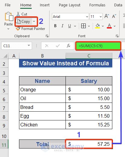 how to show formulas in excel cells instead of value