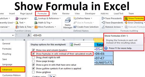 how to show formulas on excel mac
