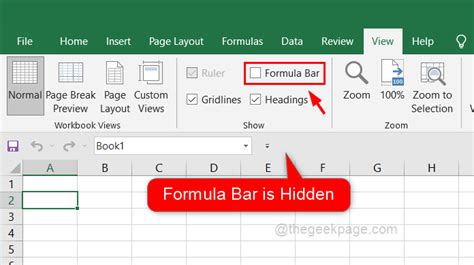 how to show hide formula bar in excel