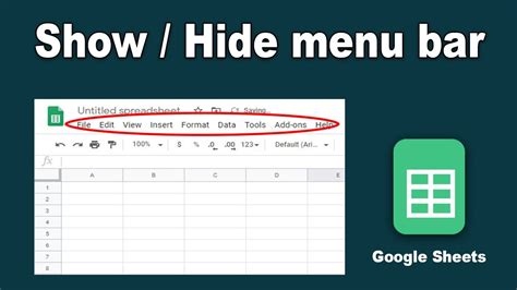 how to show menu bar in google sheets android
