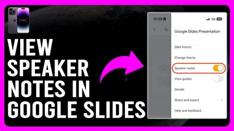 how to show speaker notes on google slides on iphone