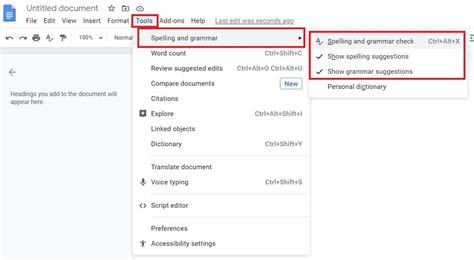 how to show spelling errors in google docs
