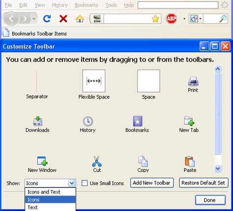 how to show toolbar in firefox