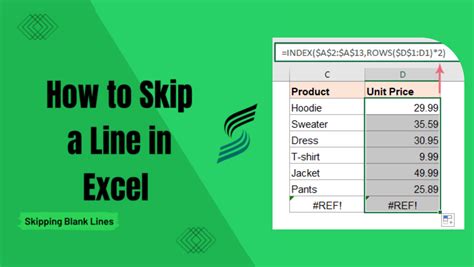 how to skip a line in excel formula