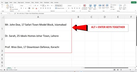 how to skip a line in excel mac