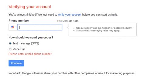 how to skip phone number verification on google