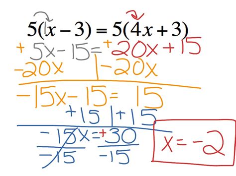 how to solve equations with variables on both sides using distributive property