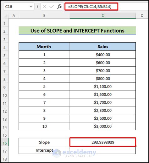 how to solve for slope in excel