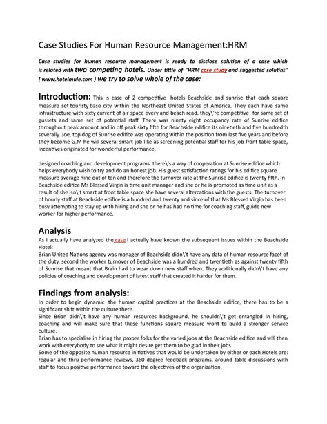 how to solve hr case study