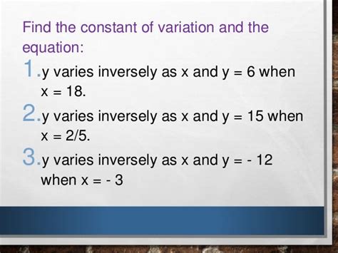 how to solve inverse variation word problems