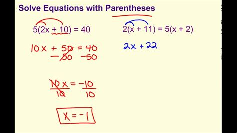 how to solve math equations with parentheses