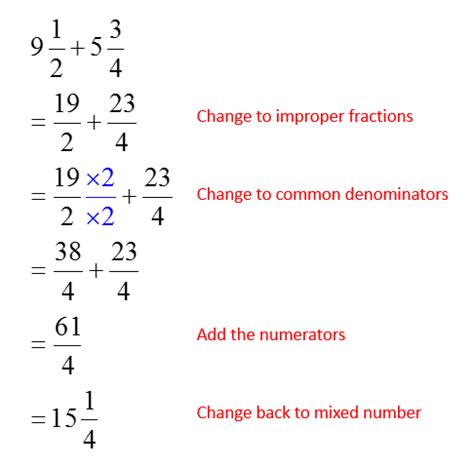 how to solve mixed number fractions addition
