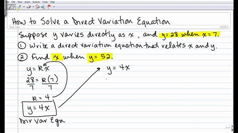 how to solve problems involving direct variation