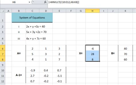 how to solve simultaneous equations in excel