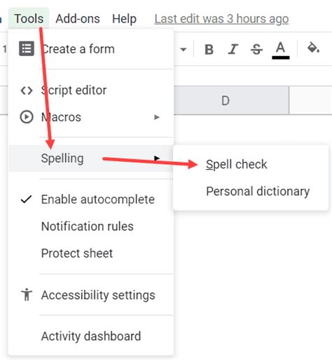 how to spell check in google sheets