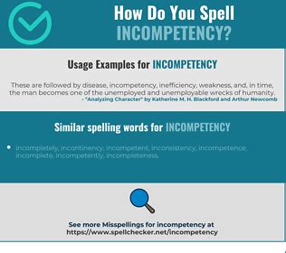 how to spell incompetency