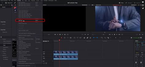 how to split a clip in davinci resolve