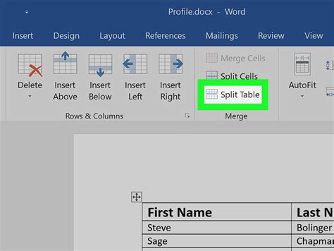 How To Split A Table Into Two Columns In Word