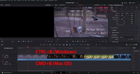 how to split a video in davinci resolve