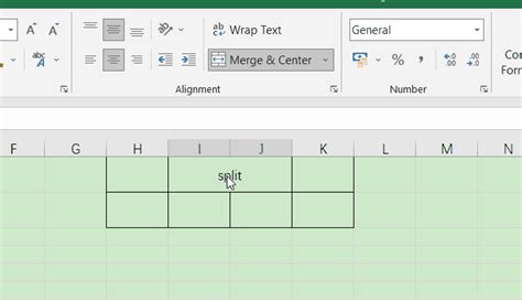 how to split an empty cell into two columns in excel