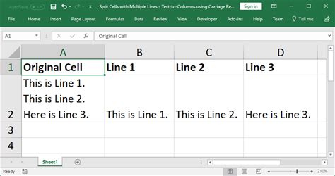 how to split cells with multiple lines in excel