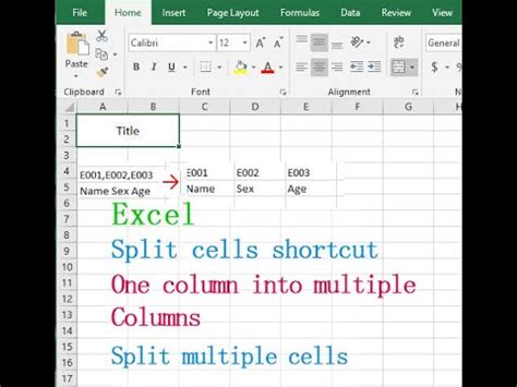 how to split columns in excel shortcut