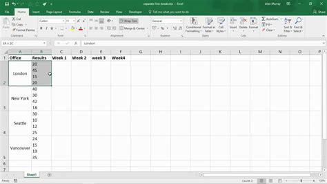 how to split multiple lines into separate cells in excel