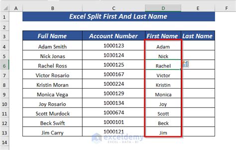 how to split name and initial in excel