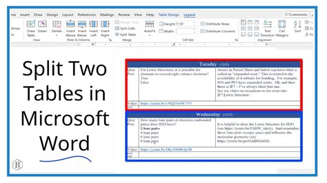 How To Split One Table Into Two Tables In Microsoft Word