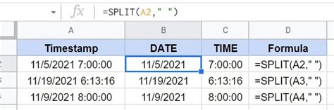 how to split timestamp in google sheets