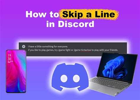 how to start a new line in discord without sending message