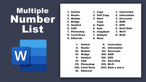 how to start a numbered list at 2 in word