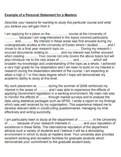 how to start a personal statement for masters