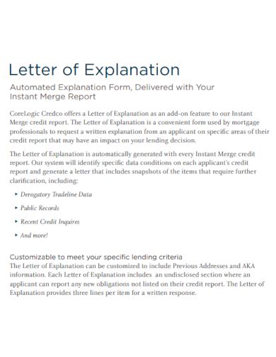 how to start an explanation letter