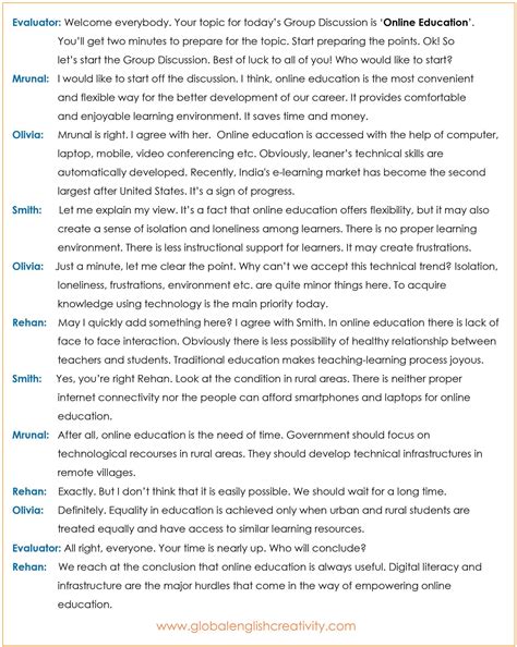 how to start group discussion with examples for students