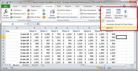 how to stop calculation on excel