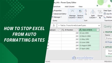 how to stop date formatting in excel