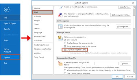 how to stop email notifications in outlook