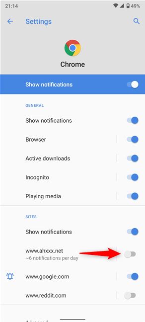 how to stop notifications from chrome android