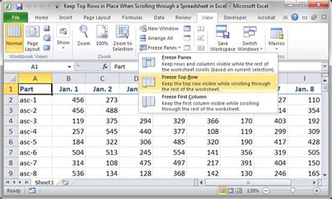 how to stop row scrolling in excel