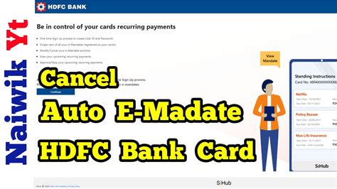how to stop standing instruction in hdfc mobile app