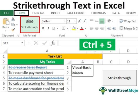 how to strike out word in excel